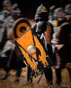 Action photograph of heavy fighters in armor from the SCA in Mantua, Utah by Cramer Imaging