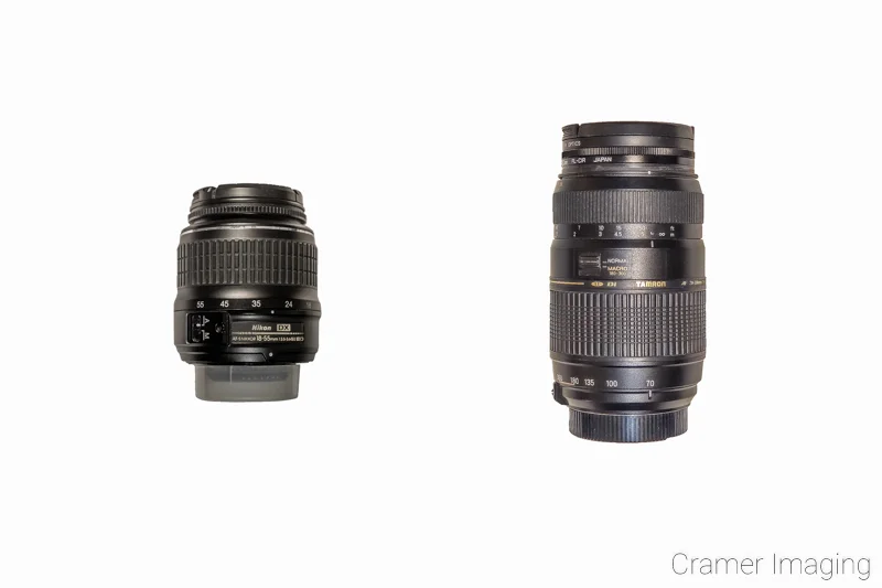 Audrey Cramer Photography's photograph of 2 kit lenses including a wide-angle lens and a telephoto lens