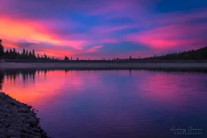 Cramer Imaging's fine art landscape photograph of fiery clouds over the Tropic Reservoir in Utah