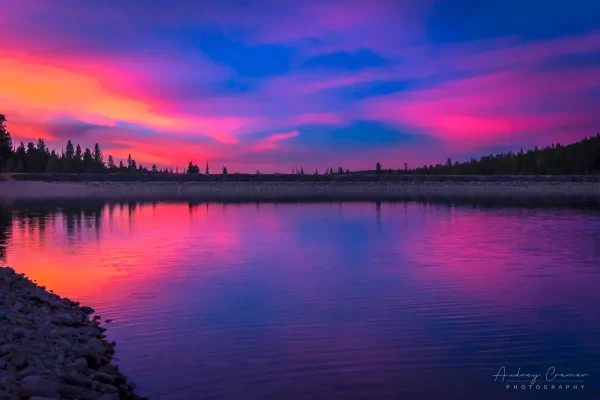 Cramer Imaging's fine art landscape photograph of fiery clouds over the Tropic Reservoir in Utah