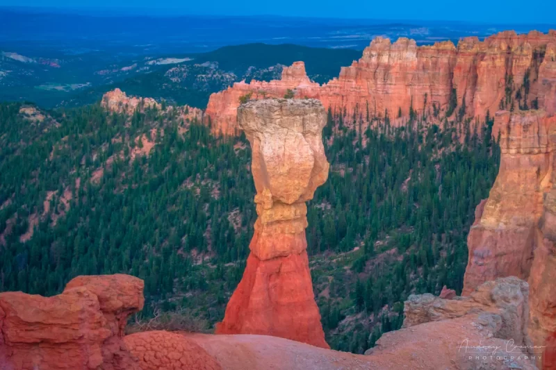 Fine art landscape photograph of a large hoodoo pointing at the sky in Bryce Canyon National Park Utah by Audrey Cramer Photography