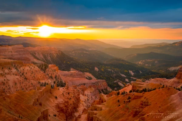 Audrey Cramer Photography's fine art landscape photograph of a dramatic sunset at Cedar Break National Monument Utah