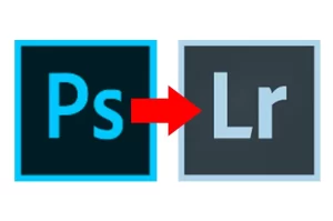 Graphic showing a change from Adobe Photoshop to Adobe Lightroom