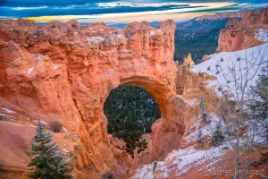 Cramer Imaging's fine art landscape photograph of a snowy Natural Bridge in Bryce Canyon National Park Utah