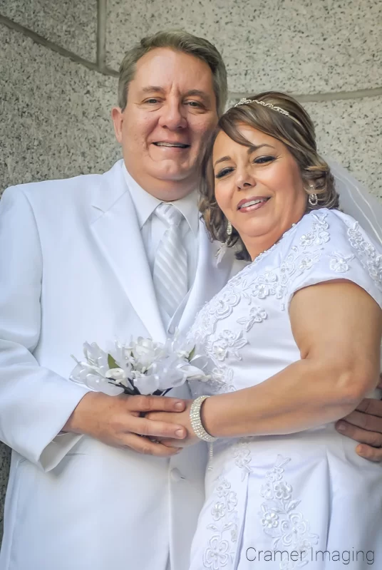 Wedding photo of a middle-aged couple