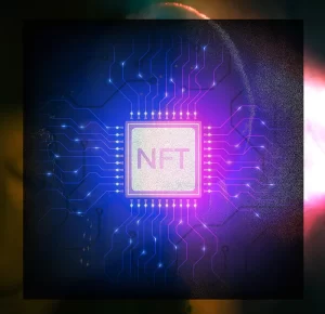 Digital image of NFT on a computer chip