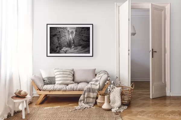 Photograph of Cramer Imaging's landscape photo "Around the Bend" in a cozy neutral-toned living room