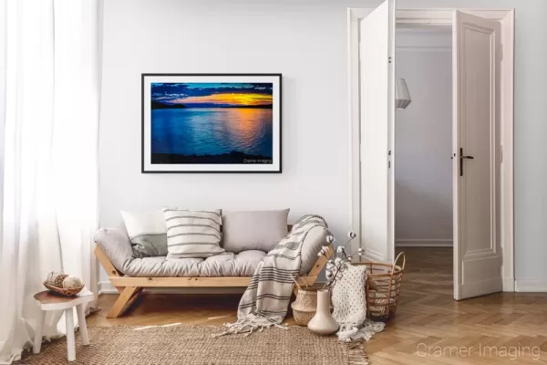 Photograph of Cramer Imaging's landscape photo "Mackay Reservoir" in a cozy neutral-toned living room