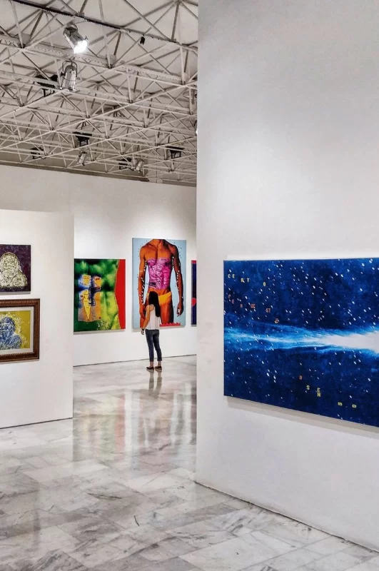 Photograph of an exhibit in a mid or high-end art gallery