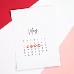 Calendar of the month of May with 4 dates circled on a colored background