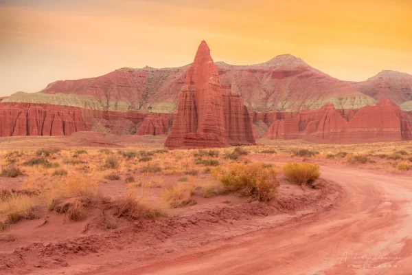 Cramer Imaging's fine art landscape photograph of the Temple of the Moon road in Cathedral Valley Capitol Reef National Park Utah at sunset