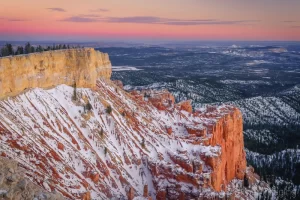 Cramer Imaging's professional fine art landscape photograph of winter sunset over snowy Yovimpa Point, Bryce Canyon National Park, Utah