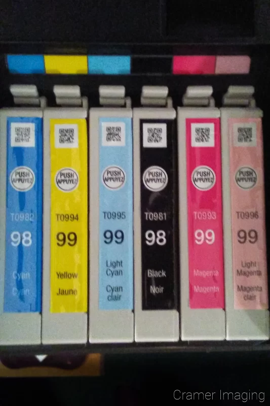 Audrey Cramer Photography's photograph of six base level archival ink cartridges for a photo quality inkjet printer