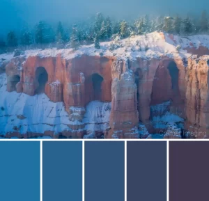 Color swatches pulled from Cramer Imaging's landscape photograph titled "Beyond the Wardrobe"