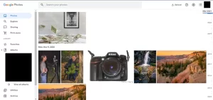 Screenshot of popular photo cloud storage platform Google Photos showing organization by date