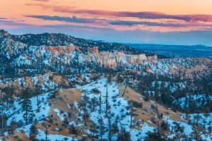 Cramer Imaging's fine art landscape photograph of looking down into Bryce Canyon Utah at sunset in winter