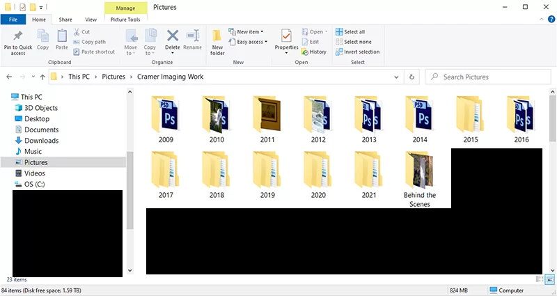 Example of how I, as a professional photographer, organize my digital photos on my computer