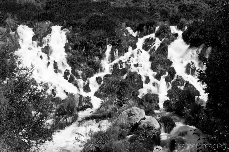 Audrey Cramer Photography's professional black and white landscape photograph of Niagara Springs waterfall in Thousand Springs State Park near Hagerman, Idaho