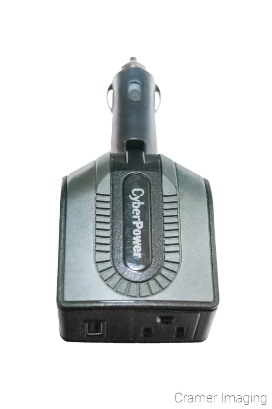 Audrey Cramer Photography's photograph of a AC/DC power inverter with outlet and USB plug for the cigarette lighter in a car