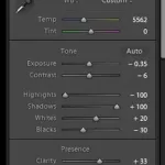 Adobe Lightroom color correction panel