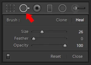 Lightroom spot removal tools