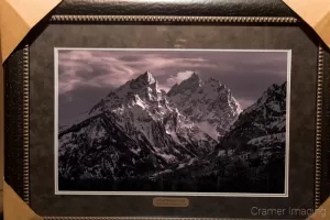 Photograph of a framed and matted version of Cramer Imaging's Misty Mountains photo in Grand Teton National Park, Wyoming