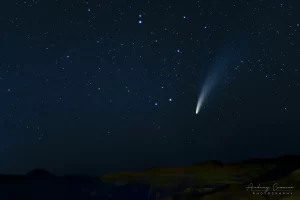 Audrey Cramer Photography's fine art landscape photograph of comet Neowise above the Cedar Breaks Utah landscape at night