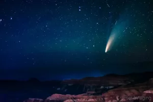 Cramer Imaging's fine art landscape photograph of comet Neowise above the Cedar Breaks Utah landscape at night