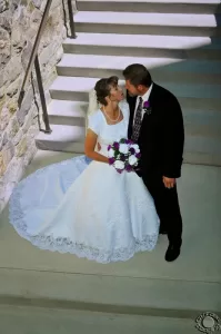 wedding photo on stairs