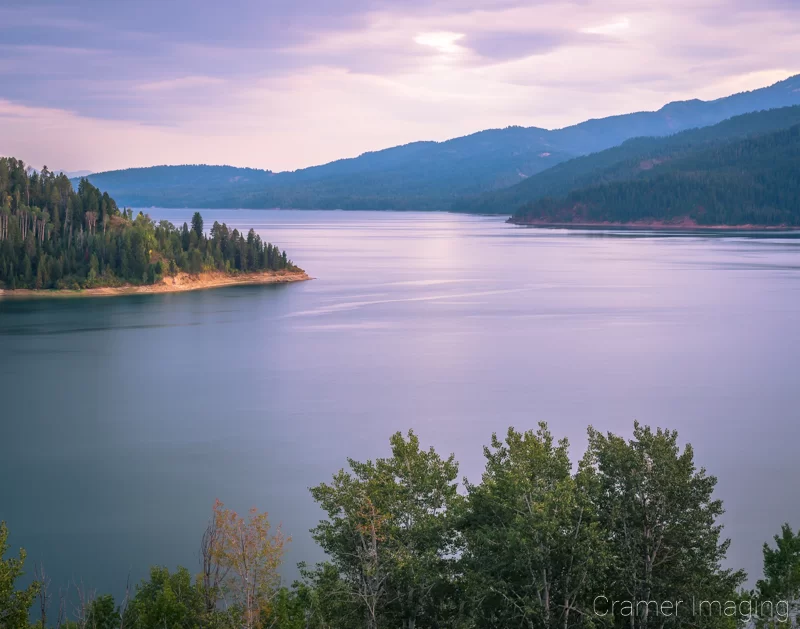 Cramer Imaging's quality landscape photograph of the Palisades reservoir lake at twilight in Idaho