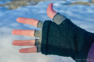 Cramer Imaging's photographer of how the photographer keeps her hands warm in the wintertime