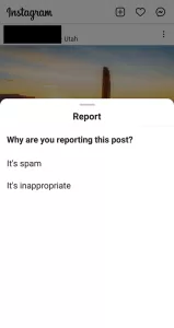 Instagram option to report an inappropriate post