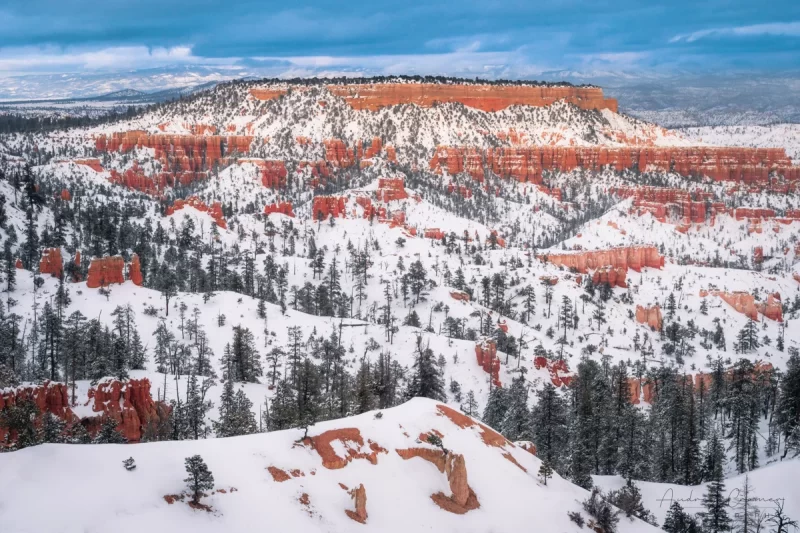 Audrey Cramer Photography's fine art landscape photograph of the Boat Mesa in Bryce Canyon National Park Utah in wintertime