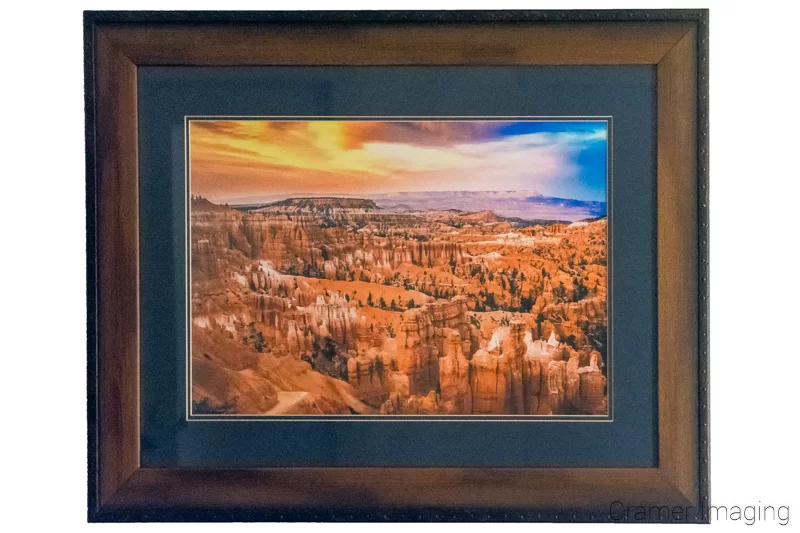 Photograph of a framed and matted version of Audrey Cramer Photography's "Sunset at Bryce" photo at Bryce Canyon National Park, Utah