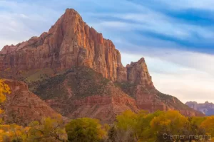 Cramer Imaging's fine art landscape photograph of the mountain at Zion's National Park, Utah in the autumn or fall