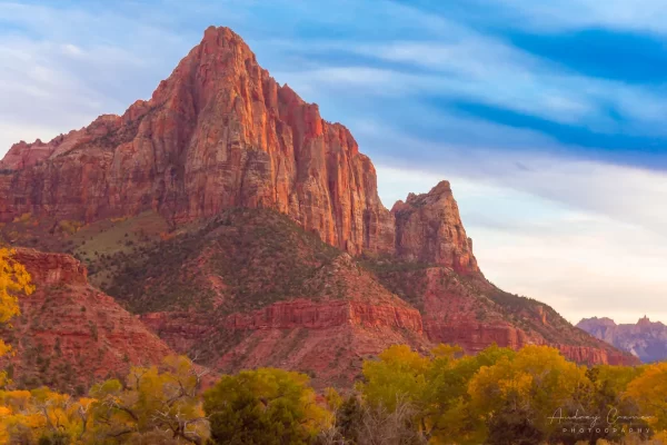 Cramer Imaging's fine art landscape photograph of the mountain at Zion's National Park, Utah in the autumn or fall