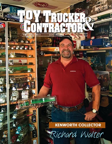 Audrey Cramer Photography's professional photograph of a man and his Kenworth brand toy semi-truck collection in Pocatello, Bannock, Idaho