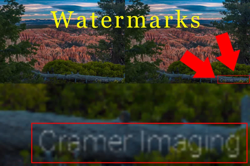 Audrey Cramer Photography's illustration of what watermarks on photographs are using a landscape photo as an example