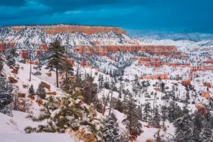 Cramer Imaging's fine art landscape photograph of a winter storm brewing over the Boat Mesa of Bryce Canyon National Park Utah