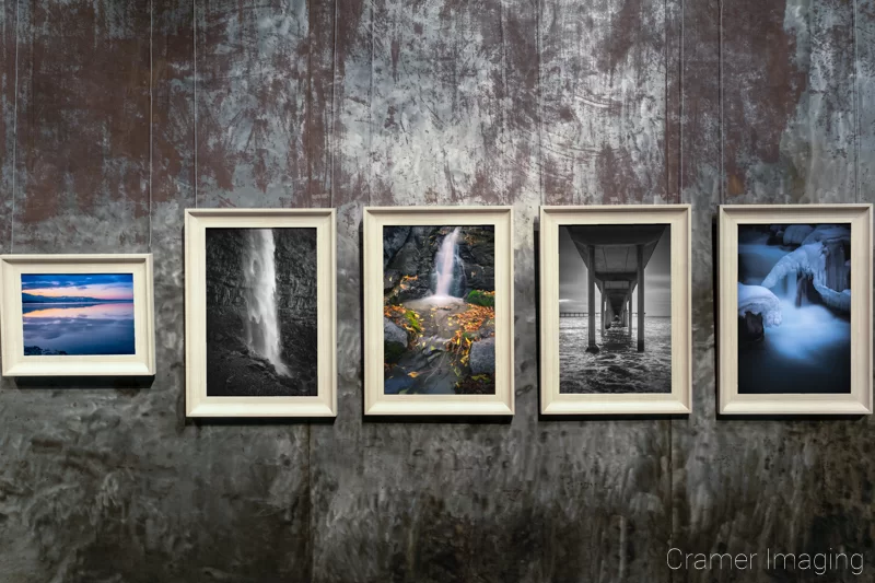 Photograph of five different landscape photographs for sale by Audrey Cramer Photography