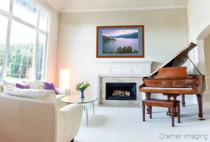 Photograph of Cramer Imaging's Palisades in a living room setting with a piano