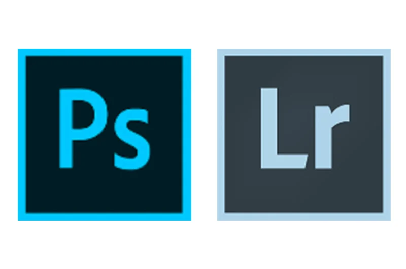 Adobe's Photoshop and Lightroom logos stacked side by side