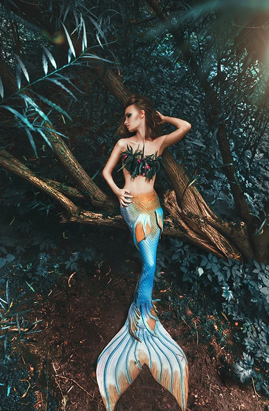 Fantasy photo of a woman dressed up as a mermaid