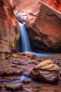 Audrey Cramer Photography's fine art landscape photograph of waterfall upstream from Kanarra Falls near Kanarraville Utah with silky water