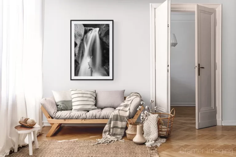 Photograph of Cramer Imaging's landscape photo "Timeless" in a cozy neutral-toned living room