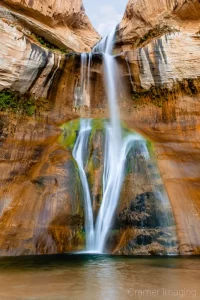 Cramer Imaging's fine art landscape photograph of the entire waterfall of Lower Calf Creek Falls in Escalante National Monument, Utah