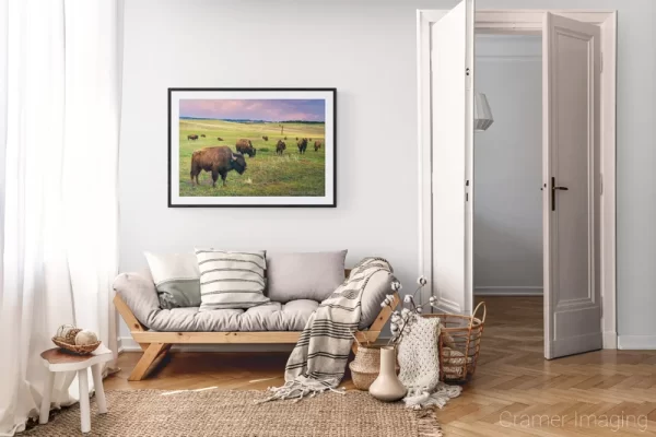 Photograph of Cramer Imaging's landscape photo "Home on the Range" in a cozy neutral-toned living room