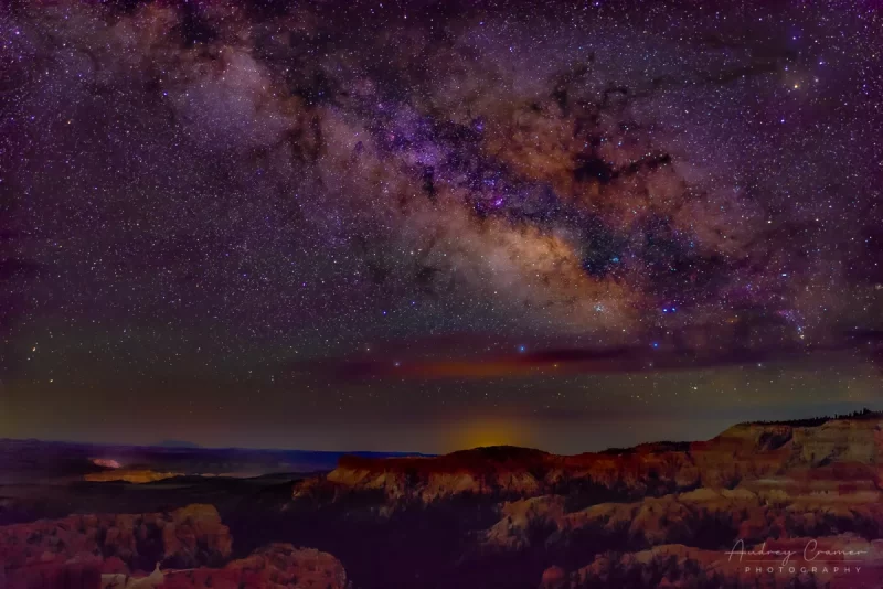 Audrey Cramer Photography's fine art landscape photograph of the Milky Way rising over Bryce Canyon National Park Utah