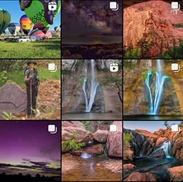 3x3 view of Audrey Cramer Photography's Instagram grid featuring landscape photography