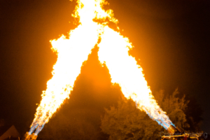 Audrey Cramer Photography's fine art photograph of 2 hot air balloon burners crossing the fire streams in the air